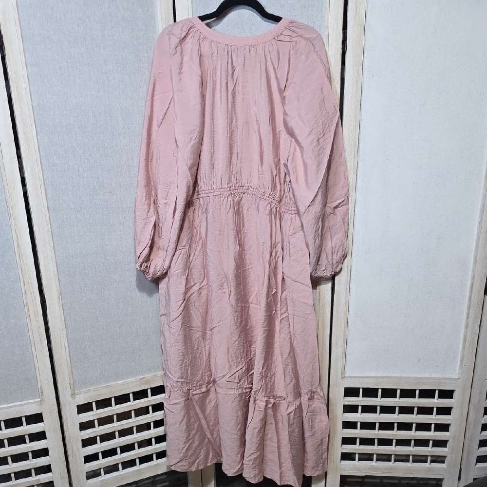 A New Day Womens Pink Long Sleeve Tiered Maxi Dress 1X NWT - Picture 3 of 3
